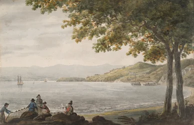 Pescadores de sábalo en la orilla del río Hudson