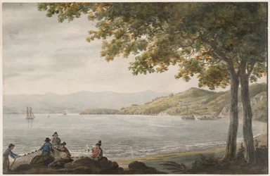 Pescadores de sábalo en la orilla del río Hudson