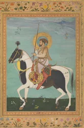 Shah Jahan a Caballo, Folio del Álbum de Shah Jahan, verso: ca. 1630, recto: ca. 1530-50