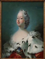 "Retrato de Luisa de Gran Bretaña, reina de Dinamarca (1724-1751) Pintura de Peder Als (1726-1776) hacia 1750 La colección David