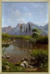 Orilla del arroyo en el lago de Ginebra