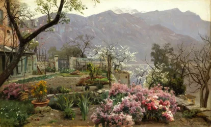 Jardín de flores cerca de Bellagio