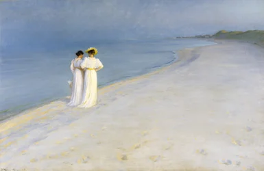 Tarde de verano en la playa de Skagen. Anna Ancher y Marie Krøyer caminando juntas