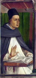San Alberto Magno (1205-1280) (Albertus Magnus, Alberto de Bollstädt, Alberto de Colonia), tamaño: 116x53, hacia 1473-1475, Galería Nacional de las Marcas, Urbino