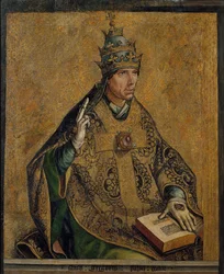 le Pape Gregoire Ier le Grand - Saint Gregory the Great - Berruguete, Pedro (1450-1503) - c. 1495 - Oil on wood - 85,5x70 - Museu Nacional d