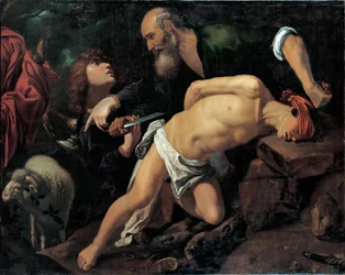 El Sacrificio de Isaac - Pintura de Pedro Orrente (1588-1645), óleo sobre lienzo, hacia 1615