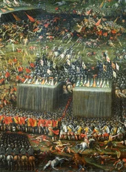 Derrota y huida de los ejércitos húngaro y bohemio por el ejército imperial (detalle)
