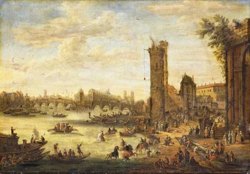 Vista de París hacia la Île de la Cité y el Pont Neuf, 1671-77