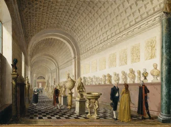 La galería interior del Museo Real en el Palacio Real, Estocolmo, 1796