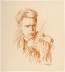 Heikki tocando (el hermano del artista)