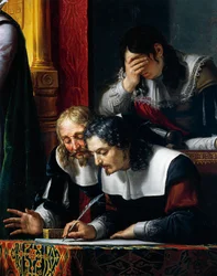 Gustavo II Adolfo Vasa imponiendo juramento de lealtad a su hija Cristina (detalle)