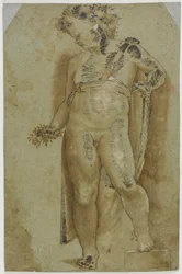 Putto sosteniendo flores