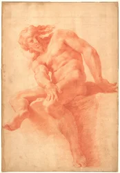 Joven desnudo sentado