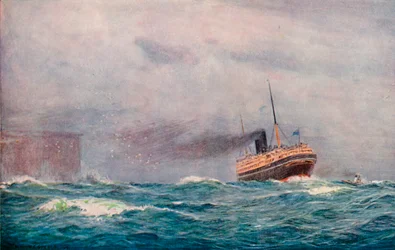 Un vapor de P. & O. en salida, 1913