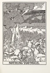Nada en Exceso, de Fábulas de Fontaine, pub. 1905 (grabado)