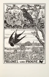 Filomela y Progne, de las Fábulas de Fontaine, pub. 1905