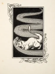 Destructores de serpientes, de Cien anécdotas de animales, pub. 1924 (grabado)