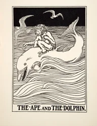 El Mono y el Delfín, de Cien Fábulas de Esopo, pub.1903