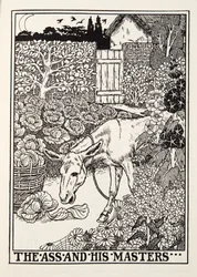 El burro y sus amos, de Fábulas de Fontaine, pub. 1905