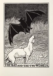 El Murciélago y las Dos Comadrejas, de las Fábulas de Fontaine, pub. 1905