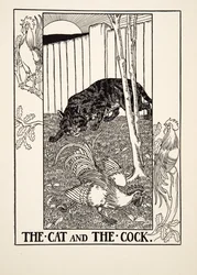 El gato y el gallo, de Cien fábulas de Esopo, publicado en 1903