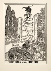 El Gallo y el Zorro, de Cien Fábulas de Esopo, pub.1903