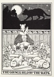 El Consejo de las Ratas, de las Fábulas de Fontaine, pub. 1905