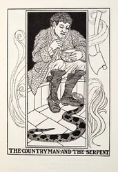 El Campesino y la Serpiente, de las Fábulas de Fontaine, pub. 1905