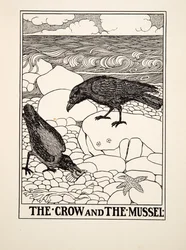 El cuervo y el mejillón, de Cien fábulas de Esopo, pub.1903