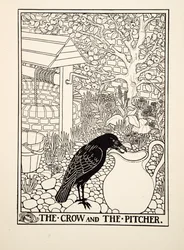 El Cuervo y la Jarra, de Cien Fábulas de Esopo, pub.1903