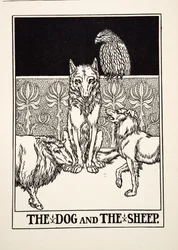 El perro y la oveja, de Cien fábulas de Esopo, pub.1903