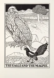 El Águila y la Urraca, de las Fábulas de Fontaine, pub. 1905