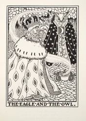 El águila y el búho, de Fábulas de Fontaine, pub. 1905