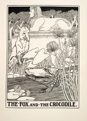 El zorro y el cocodrilo, de Cien fábulas de Esopo, publicado en 1903
