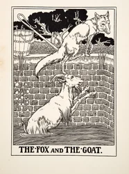 El zorro y la cabra, de Cien fábulas de Esopo, pub.1903