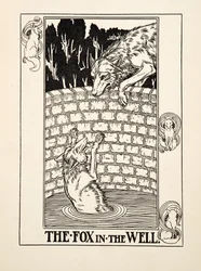 El zorro en el pozo, de Cien fábulas de Esopo, publicado en 1903