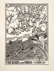 Las liebres y las ranas, de Cien fábulas de Esopo, pub.1903