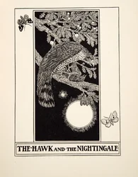 El Halcón y el Ruiseñor, de Cien Fábulas de Esopo, pub.1903