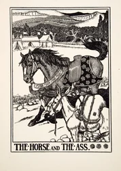 El caballo y el asno, de Cien fábulas de Esopo, pub.1903