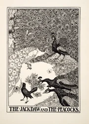 La grajilla y los pavos reales, de Cien fábulas de Esopo, pub.1903