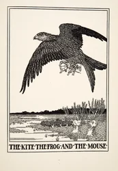 La cometa, la rana y el ratón, de Cien fábulas de Esopo, pub.1903