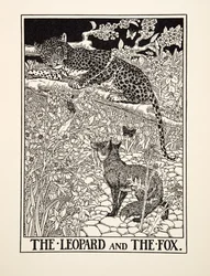 El Leopardo y el Zorro, de Cien Fábulas de Esopo, pub.1903