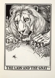 El León y el Mosquito, de las Fábulas de Fontaine, pub. 1905