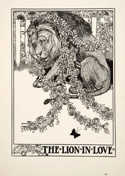 El león enamorado, de Cien fábulas de Esopo, pub.1903