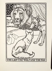 El León, el Lobo y el Zorro de Fábulas de Fontaine, pub. 1905