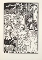 El mono y el leopardo, de las Fábulas de Fontaine, pub. 1905