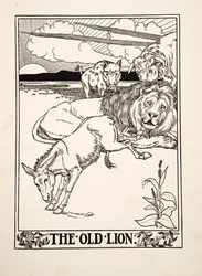 El viejo león, de Cien fábulas de Esopo, pub.1903