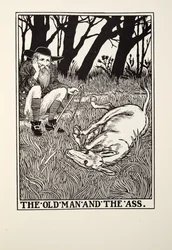 El viejo y el burro, de Fábulas de Fontaine, pub. 1905