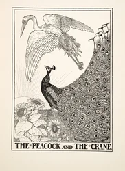El Pavo Real y la Grulla, de Cien Fábulas de Esopo, pub.1903