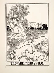 El pastorcillo, de Cien fábulas de Esopo, pub.1903